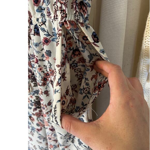 Bebop Women's Size L White Multicolor Floral Off the Shoulder Jumpsuit #0330 - Picture 7 of 16